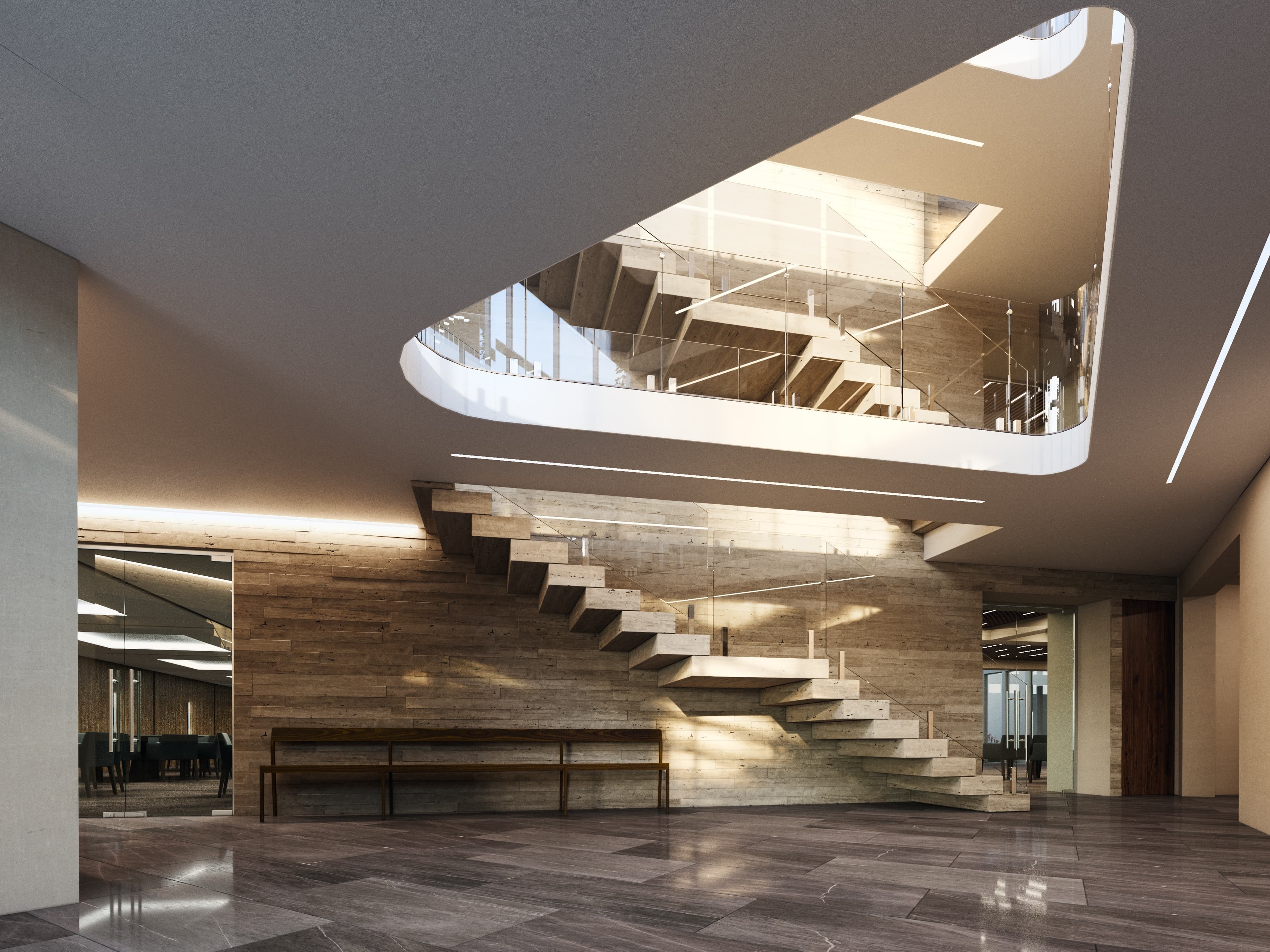 Lobby y escaleras — Proyecto Comunitario